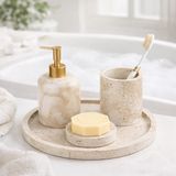 Evidea | Evidea Bath Traverten Görünümlü Banyo Seti - Gri