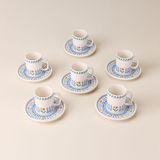 Evidea | Evidea Kitchen Blue Flower 12 Parça 6 Kişilik Kahve Fincanı - Renkli - 90 ml