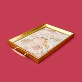 Evidea | Evidea Kitchen Kuş ve Çiçek Desenli Ahşap Dikdörtgen Tepsi - Renkli - 43 cm