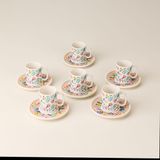 Evidea | Evidea Kitchen Pink Flower 6 Kişilik Kahve Fincanı - Renkli - 90 ml