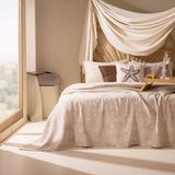 Evidea | Evidea Soft Dune Çift Kişilik Yatak Örtüsü Seti - Ekru / Kahverengi - 220x240 cm + 50x70 cm