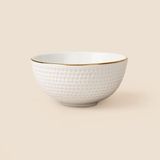 Evidea | İpek Golf Kase - Kırık Beyaz / Gold - 10 cm