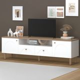 Evidea | Just Home 2 Kapak 2 Çekmeceli Bohem Tv Ünitesi - Beyaz - Suntalam - 180 cm