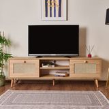Evidea | Just Home 2 Kapaklı Hazeran Tv Ünitesi - Safir Meşe - Suntalam - 160 cm