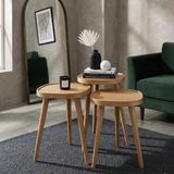 Evidea | Just Home Polen Kare 3'lü Zigon Sehpa - Meşe