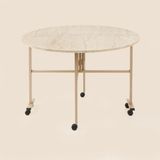 Evidea | Just Home Verde Yuvarlak Katlanır Masa - Traverten / Altın - 100 cm
