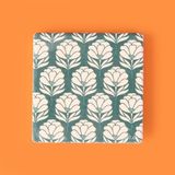 Evidea Kitchen Beyaz Çiçekli Taş Renkli 10x10 cm Bardak Altlığı