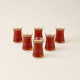 Evidea Kitchen Bloom Ring 6'lı Çay Bardak Seti - Şeffaf / Beyaz - Montajsız