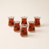 Evidea Kitchen Blue Elegance 6'lı Çay Bardak Seti - Şeffaf / Mavi - Montajsız - Şeffaf - Mavi