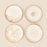 Evidea Kitchen Corin 4'lü Pasta Tabağı Seti - Bej / Krem - Montajsız