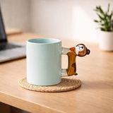 Evidea Kitchen Doggo Desenli Seramik Kupa - Mavi - 450 ml