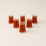 Evidea Kitchen Golden Spring 6'lı Çay Bardak Seti - Şeffaf / Beyaz - Montajsız