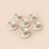 Evidea Kitchen Göreme 6'lı Kahve Fincan Takımı - Beyaz / Kahverengi - 90 ml - Beyaz - Kahverengi - Montajsız