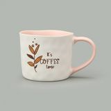 Evidea Kitchen It's Coffee Time Kupa - Beyaz / Pembe - 450 ml - Krem