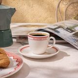 Evidea Kitchen Kruvasan 2 Kişilik Krem Kırmızı 90 ml Kahve Fincanı