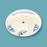 Evidea Kitchen Kruvasan Porselen Tatlı Tabağı - 19 cm - Montajsız - Renkli