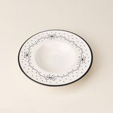 Evidea Kitchen Kurdele Makarna Tabağı - Beyaz / Siyah - 26 cm - Montajsız - Beyaz - Siyah