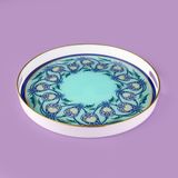 Evidea Kitchen Lale 35 cm Renkli Camlı Yuvarlak Tepsi