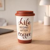 Evidea Kitchen Life Seramik Beyaz Kahverengi - 400 ml Mug