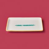 Evidea Kitchen Love Yourself Yeşil Sarı 13x18 CM Servis Tabağı