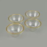 Evidea Kitchen Paloma Şeffaf Altın 9 CM 4'lü Kase