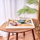 Evidea Kitchen Yuvarlak Desenli Ahşap 43 cm Dikdörtgen Tepsi