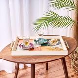 Evidea Kitchen Yuvarlak Desenli Ahşap 43 cm Dikdörtgen Tepsi
