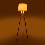 Evidea Lighting Ahşap Ayak Tripod Lambader Natürel Beyaz Renkli Ahşap ve Kumaş Malzeme ile - Natürel - Beyaz
