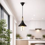 Evidea Lighting Gold Detaylı Camlı Siyah / Altın - 26 cm Metal Sarkıt