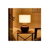 Evidea Lighting Kahverengi Krem 50 cm Çiçekli Kapaklı Abajur