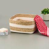 Evidea Living Boho Style Bej Beyaz 28x28x14 cm Büyük Kağıt İp Sepet