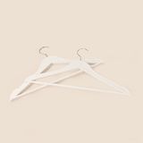 Evidea | Simple Living Ahşap Görünümlü 3'lü Plastik Askı - Beyaz - 43x23 cm