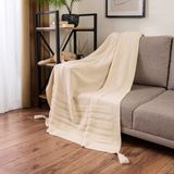 Evidea Soft 120x160 cm Ekru Püsküllü Triko Koltuk Şalı