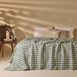 Evidea Soft Aspen Pamuklu Çift Kişilik Battaniye - Ekru / Yeşil - 200X220 cm - Ekru - Yeşil - 200 x 220 cm