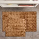 Evidea Soft Bubble 2'li Banyo Paspası - Kahverengi - 60X100 cm + 50X60 cm - Montajsız