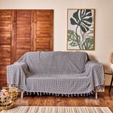 Evidea Soft Dama Koltuk Örtüsü - Ekru / Lacivert - 180X200 cm - Ekru - Lacivert - 180 x 200 cm