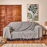 Evidea Soft Dama Koltuk Örtüsü - Ekru/Gri - 180x200 cm