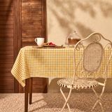 Evidea Soft Dama Masa Örtüsü Pamuk Polyester Materyal Sarı Renk Dikdörtgen Desenli 150X150 cm - 150 x 150 cm
