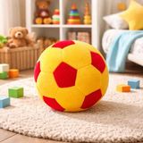 Evidea Soft Futbol Topu Figürlü Sarı Kırmızı 30x30 cm Yastık