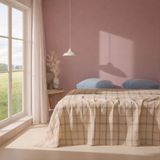 Evidea Soft Grid Çift Kişilik Pike - Bej / Mavi - 200X230 cm - Bej - Mavi - Montajsız
