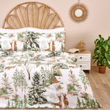 Evidea Soft Hardin Çift Kişilik Nevresim Takımı - Ekru / Yeşil - 200 x 220 cm - Ekru - Yeşil