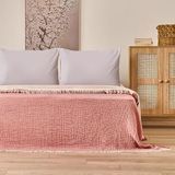 Evidea Soft Hevin Çift Kişilik Yatak Örtüsü - Kiremit/Ekru - 220x240 cm