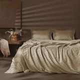 Evidea Soft Karo Pamuk Saten Çift Kişilik Nevresim Takımı - Bej - 200 x 220 cm