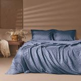 Evidea Soft Karo Pamuk Saten Çift Kişilik Nevresim Takımı - Mavi - 200 x 220 cm
