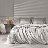 Evidea Soft Karo Pamuk Saten Çift Kişilik Nevresim Takımı - Taş - 200 x 220 cm