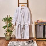 Evidea Soft Kimono Çizgili Erkek Bornoz - Beyaz / Mavi - S / M - S - M - Beyaz - Mavi