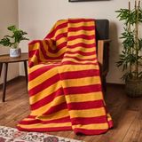 Evidea Soft Sarı Kırmızı 130x170 cm Pamuklu Çizgili TV Battaniyesi