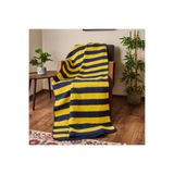 Evidea Soft Sarı Lacivert 130x170 cm Pamuklu Çizgili TV Battaniyesi