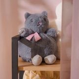 Evidea Soft Tombul Kedi Figürlü Yastık - Antrasit - 26x30 cm
