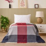 Evidea Soft Vintera Pamuklu Tek Kişilik Battaniye - Kırmızı / Lacivert - 150X200 cm - 150 x 200 cm - Kırmızı - Lacivert